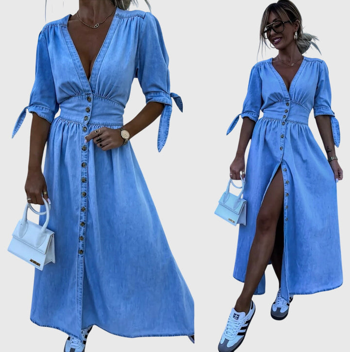 Sophhia™ | Elegantti Denim Mekko
