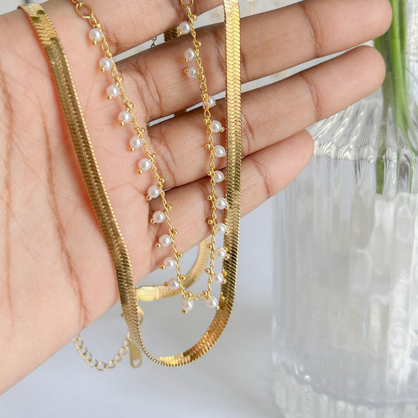 Marizanne | Luxe Käärme Choker & Helmi Korusetti 18K Kulta