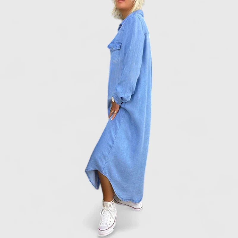 Annelie – Pitkähihaisen Maximekko Denimistä
