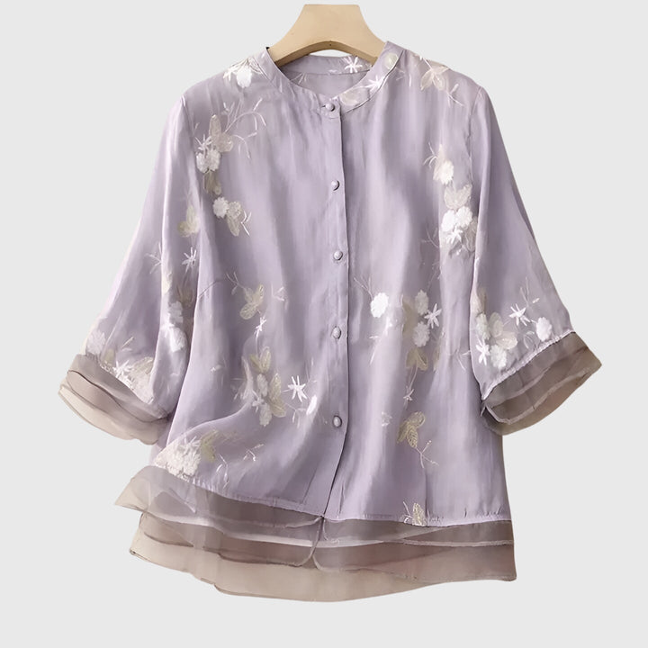 Nellie™ | Elegantti Paita Brodeeratuilla Kukkilla