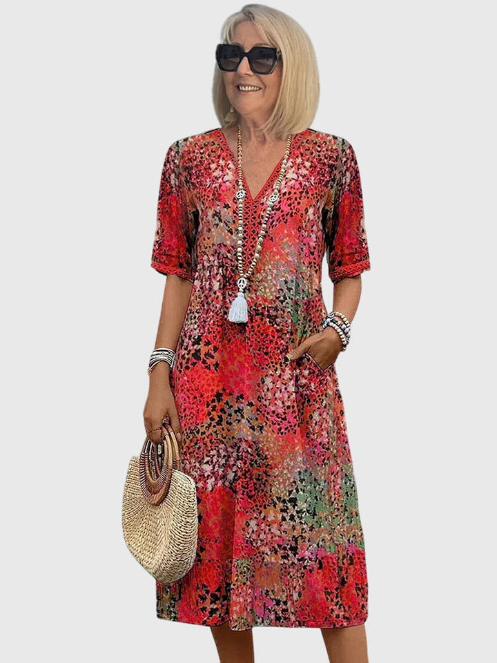 Bellaa | Elegantti Kukallinen Midi Mekko
