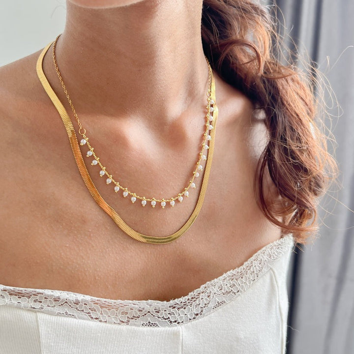 Marizanne | Luxe Käärme Choker & Helmi Korusetti 18K Kulta