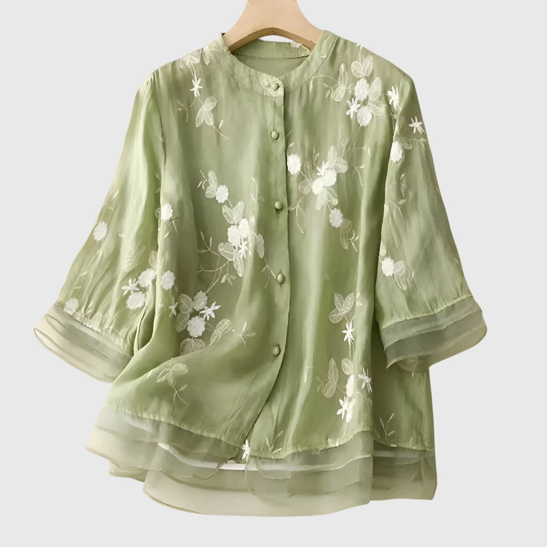 Nellie™ | Elegantti Paita Brodeeratuilla Kukkilla