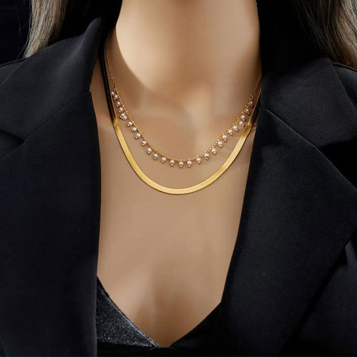 Marizanne | Luxe Käärme Choker & Helmi Korusetti 18K Kulta