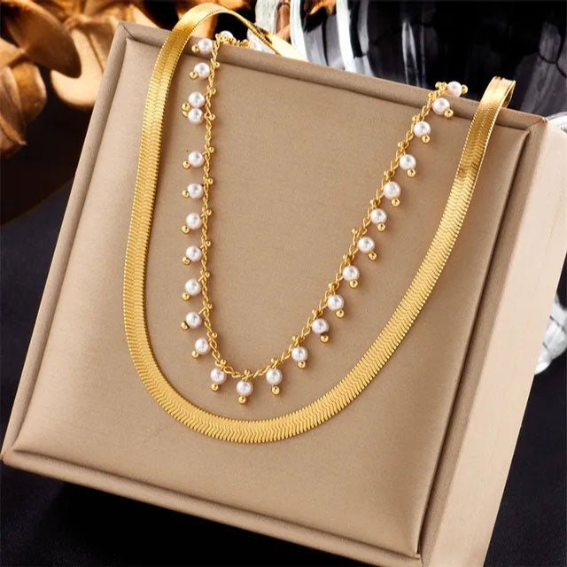 Marizanne | Luxe Käärme Choker & Helmi Korusetti 18K Kulta