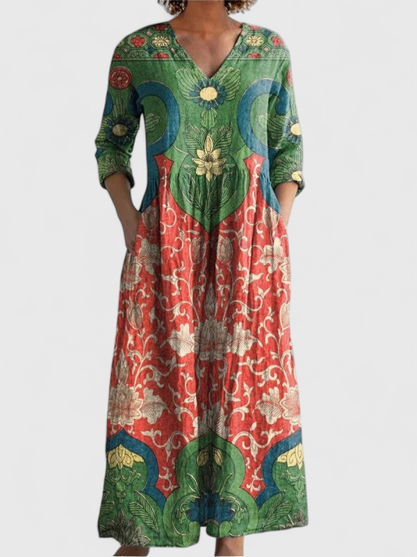 Ulla | Maxi mekko vintage kukkakuviolla