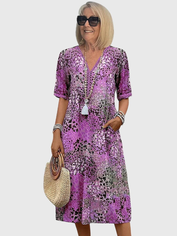 Yvonna™ | Elegantti Kukallinen Midi Mekko