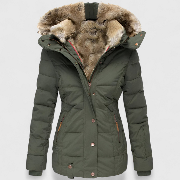 Polly I Puffer-takki hupulla ja slim fit -mallilla