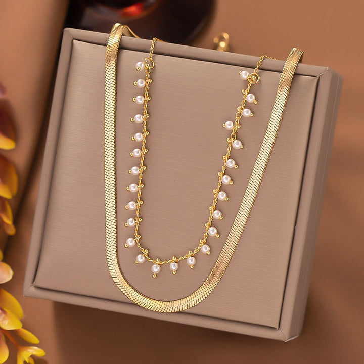 Marizanne | Luxe Käärme Choker & Helmi Korusetti 18K Kulta